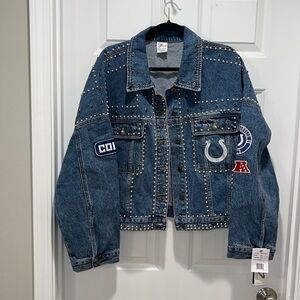 NWT NFL G-III 4her Carl Banks Game Ball Denim Jacket Indianapolis Colts patches